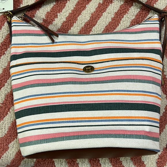 NWT FOSSIL Talulla Hobo Spring Stripe bag with additional and adjustable strap - Picture 8 of 15